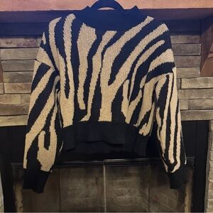 Brown and black zebra print sweater